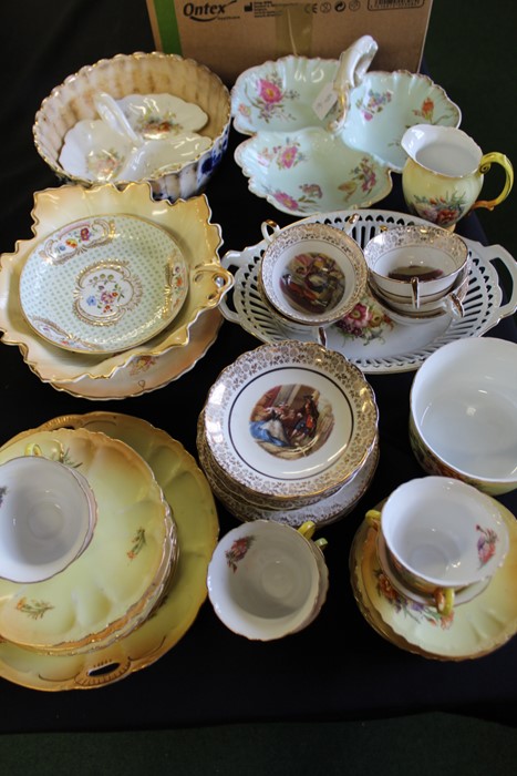 Collection of porcelain tea services and wares, consisting of Limoges, Crown Devon Fieldings,