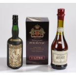 Spirits, to include Prince Hubert de Polignac cognac VSOP, 40%, 1ltr, Aguardente Velhissima Borlido,
