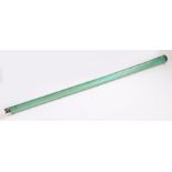 Large 19th Century glass walking cane, the wide head and tapering shaft above a white metal ferrule,