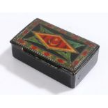 19th Century Turkish Ottoman papier mache snuff box, with the Star and Crescent to the centre, 8/5cm