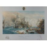 After W. L. Wyllie, "Trafalgar 2.30 pm", print depicting the famous naval battle with key of the