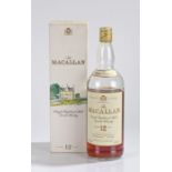 Macallan 12 Year Old Whisky, 43%, 1litre, low neck, with box