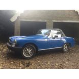 1975 MG Midget cabriolet, registration KHR 238P, with blue bodywork, 1500CC petrol engine, 94,000