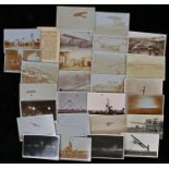 Collection of early Aviation photographic postcards, Hendon and Eastbourne with various Biplanes,