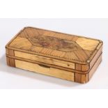 19th Century straw work sewing box, the rectangular box enclosing a silk lined interior and