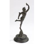 19th Century bronze Fortuna, after Giambologna, the figure standing to the round base, 22cm high