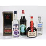 Spirits, to include a bottle of Grand-Mariner, 1 litre, 40%, Absolut Vodka, 700ml, 40%, Crème de