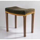 Elizabeth II Coronation stool, with a rectangular top above canted legs, Crown over ER and