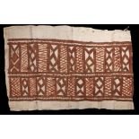 Polynesian Tapa bark cloth, probably Papua New Guinea, with geometric decoration, 95cm x 148cm
