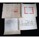 Early 20th Century hand drawn plans of criminal cases at the Old Bailey by PC Harry Woodley, to