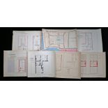 Early 20th Century hand drawn plans of criminal cases at the Old Bailey by PC Harry Woodley, to