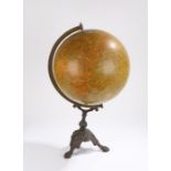 Philip's New Physical Terrestrial Globe, George Philip & Son Ltd, 32 Fleet Street, raised on a