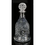 Elizabeth II silver rimmed decanter, the Birmingham silver rimmed with cut glass decanter with a