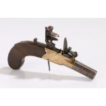 Walker Beccles flintlock pocket pistol, with octagonal steel barrel, engraved brass action signed "