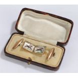 Pair of Essex Crystal type cufflinks, with Jockey scenes, cased