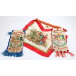 Friendly Society Rechabite regalia, comprising two sashes in red and blue and an apron.No visible