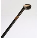 19th Century 'Sabbath' walking stick, the Sunday stick with the horn head carved as a golf club,
