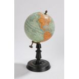 Early 20th Century desk top terrestrial globe, by Jules Forest, circa1910, on ebonised base, 32cm