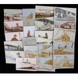 Collection of early Aviation photographic postcards, to include Flying at Hendon, G.Sabelli flying