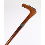 Victorian silver mounted yew wood riding crop, the silver collar assayed 1891, 71cm high