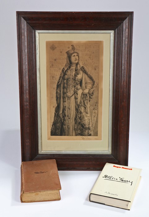 Henry Batley (1846-1932), etching depicting Ellen Terry (1847-1928) as Lady Macbeth, signed by the - Image 2 of 2