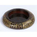 19th Century Boulle work and rosewood bottle coaster, with panels of Boulle work to the arched edge,