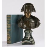 Napoleon Bonaparte bronze bust, after Canova, raised on a marble column and plinth, 20cm high,