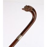 Black Forest walking stick, the grip carved with a bears head, 84.5cm high