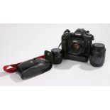 Canon EOS 5D digital camera body with BG-E4 battery grip, EF 50mm 1:1.8mm lens, EF 80-200mm 1.4.5-