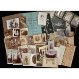 Collection of ephemera, to include CDV and Cabinet cards, note book, a 1954 auction list for