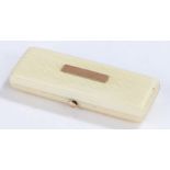 George III gold mounted ivory tooth pick case, the rectangular case with a gold plaque to the top