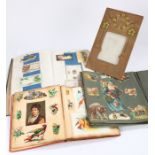 Victorian scrap albums, three albums in total containing various scraps, together with a silk clad