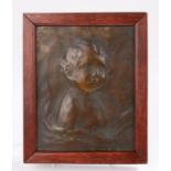 Early 20th Century bronze plaque, N Gratz 1910, of a boy, 12cm x 16cm