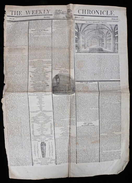 Royal Interest July 9th1837 Weekly Chronicle reports regarding the late King William IV funeral to