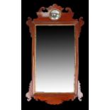 George III mahogany mirror, the rectangular mirror plate with undulating frame, 50cm x 88cm