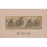Stevengraph, 'The Last Lap', depicting five penny farthings and riders, housed in a gilt glazed