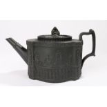 Early 19th Century black basalt teapot and cover, possible E. J. Birch & Co, the lid with a