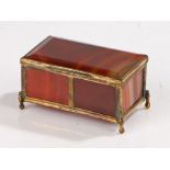 19th Century agate panel casket, with a bevelled rectangular top with panel sides and gilt metal