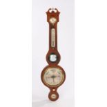 19th Century mahogany wheel barometer, G. Cetta, Luton, the dry damp gauge above thermometer, mirror