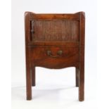 George III mahogany tray top commode, the gallery tray top above the tambour slide front and pull