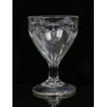 George III glass rummer, with an engraved design of a anchor in a shield with swags, 13cm high