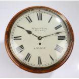 19th Century mahogany wall clock, William Fox, Royal Exchange London, the signed white dial with