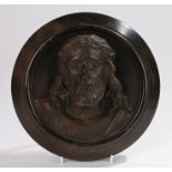 Victorian wall hanging box, with a projected image of Jesus Christ, 23cm wide