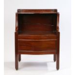 George III mahogany bedside cabinet, with two tiers above a cupboard, converted from a commode, 56cm