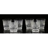 Set of six Victorian glass tumbler glasses, with cut glass above thumb nail bases, 9cm high, (6)