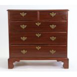George III mahogany chest of drawers, the rectangular top above two short and three long graduated