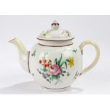18th Century Bristol porcelain tea pot and cover, with a foliate sprig design, to the cover and pot,