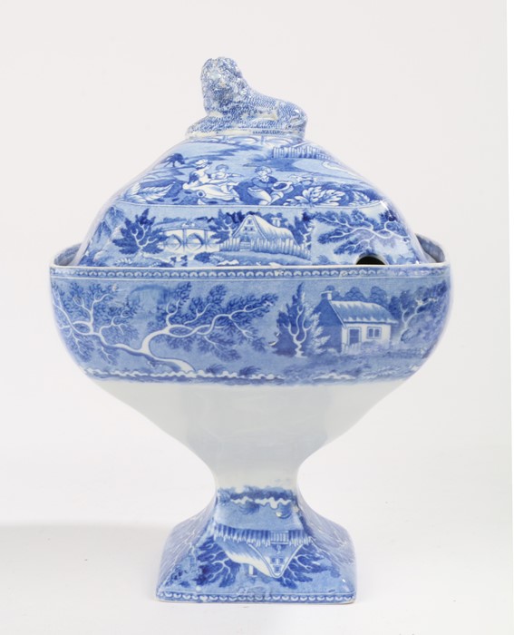 19th Century pottery comport/tureen, J & M.P Bell & Co, Glasgow pottery, Arcadia pattern, 25cm high.