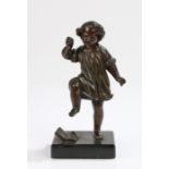 19th Century bronze, a young girl stamping on her school book, 19cm high