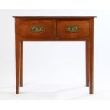 19th Century oak and elm side table, the a rectangular top above two deep frieze drawers and